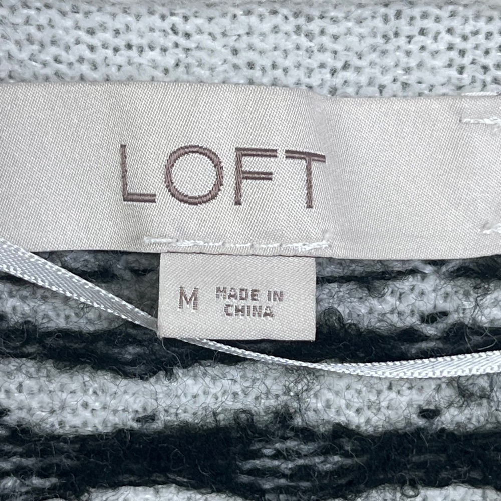 Loft Red Black Fair Isle‎ Open Front Cardigan Wool Blend Knit Christmas Medium - Picture 4 of 7